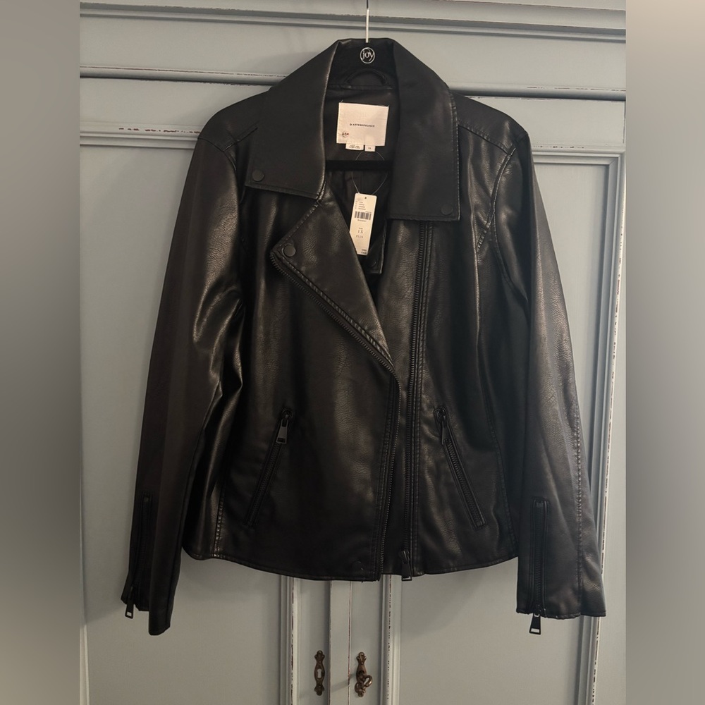 Anthropologie faux leather moto jacket